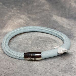 Endless Single Light Blue Leather Silver Clasp Bracelet By JLO 7.5 inch NEW  A90